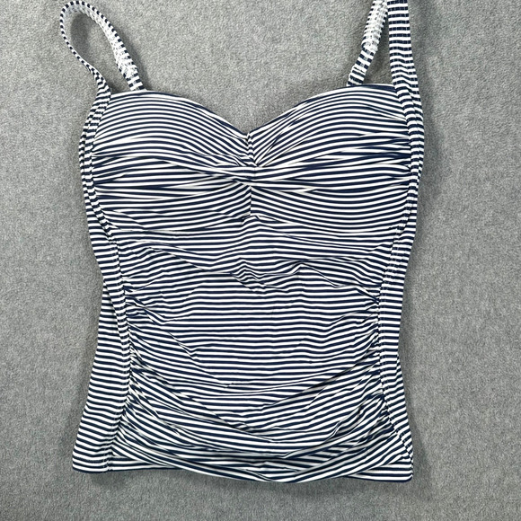 Bond-Eye Australia Striped Tankini Swim Women's Size 10 Multi Fit Cup Navy/White - Picture 1 of 7